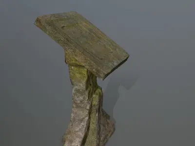 lectern old stone bench Low-poly 3D model