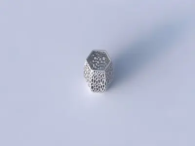 Vase hexagon with fine organic lattice 3D print model