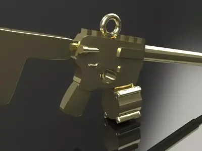 AR Pistol Pendant Gold Silver Luxury Jewelry 3D print model