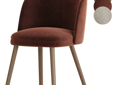 Midcentury Modern Barrel Backed Dining 3D model