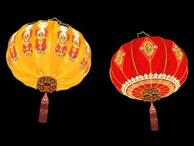 Chinese red lantern  3D model 6