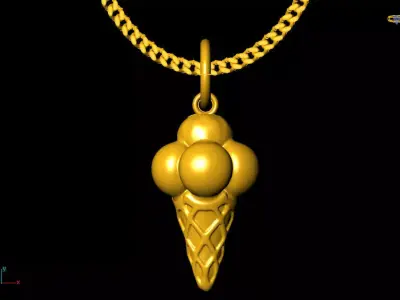  ice cream pendant charms - one inch pendant 3D print model