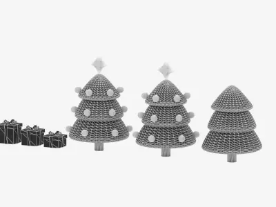 Christmas Tree and Gift Boxes Low-poly 3D model