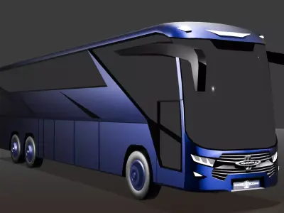 Luxury Coach Bus - Low Poly Game Ready Low-poly 3D model
