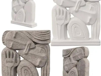 Eternal Embrace Sculpture Low-poly 3D model