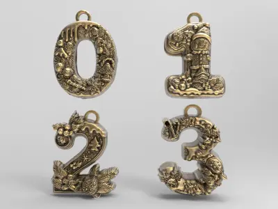 christmas decor 0 to 3 numbers  3D print model