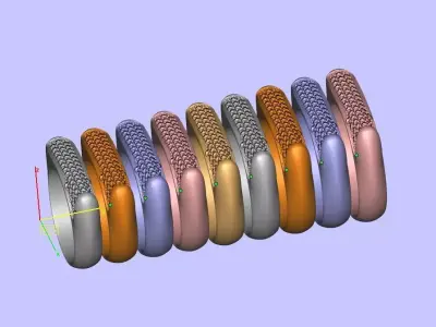 Diamond Flat Top Wedding Band 3D Model STL 3DM 9 sizes 3D print model