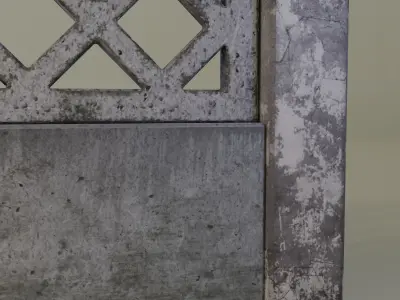 Old concrete Fence  Free low-poly 3D model