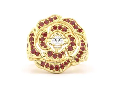 Flower ring 2 3D print model