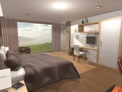 Hotel Room Low-poly 3D model