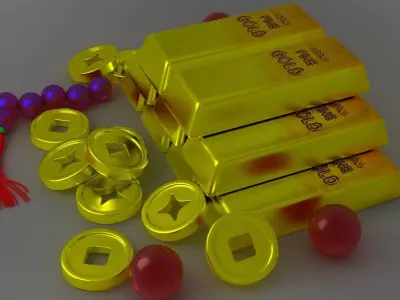 gold bar prices money bank luxury bullion square 3D model