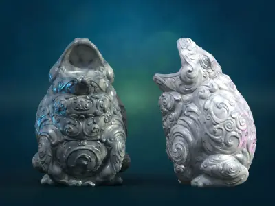 Marble Toad Frog PBR Low-poly 3D model