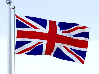 Anmated Great Britain Flag Low-poly 3D model