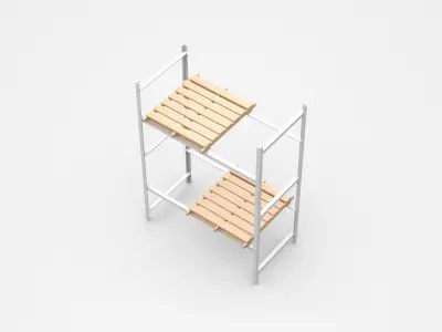 Industrial Shelf With Two Wooden Trays 3D model