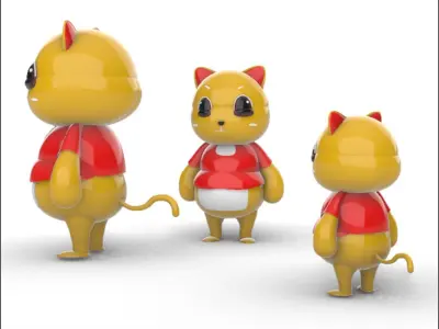 Red Catty  Cat mascot 3D model
