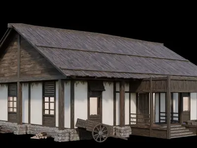 Medieval Village Pack 08 - 3 Assets - 4K Textures Game Ready Low-poly 3D model