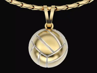 Volleyball Ball Pendant Sculpture jewelry gold 3D print model
