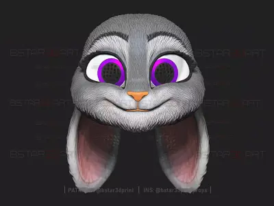 Zootopia 2 - Judy Hopps Head Wearable 3D print model
