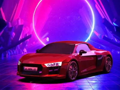 Audi R8 Spyder GameReady Low-poly 3D model