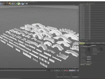 Chinese garden elements outdoor arch bridge building 3D model