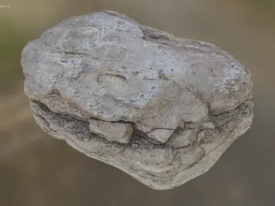 California Sandy River Rock - 8K Textures - 6 Mesh Resolutions  Low-poly 3D model
