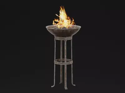 Ancient Fire Torch Low-poly 3D model