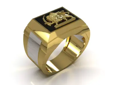 Lion and Sun Signet stl 3dm  Ring model mr0320 3D print model