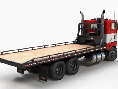 Peterbilt 362 flatbed truck Low-poly 3D model