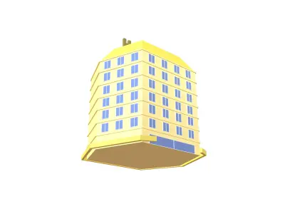 Low Poly Hotel v1 001 Low-poly 3D model