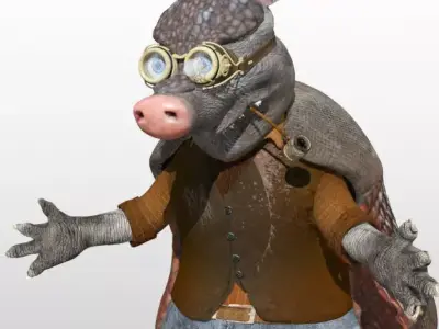 Armadillo Creature Low-poly 3D model