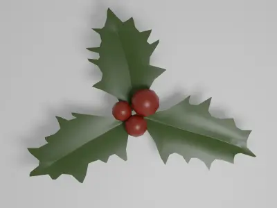 Holly leaf Low-poly 3D model