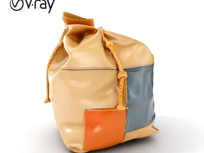 Canvas Drawstring Bag D Model Pack Low-poly 3D model