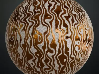 Stylized Damascus Patterned Metal PBR Seamless Texture