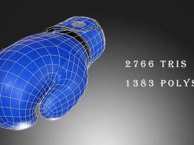 Boxing Glove-Blue Low-poly 3D model