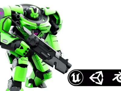 DOOM FIGHTER V-8  Rigged for Unreal Engine - Unity - MIXAMO 3D model