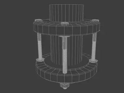 Fixed Pipe With Flange 3D Model 3D model