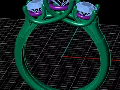 free 3 diamond engagement jewelry ring Free 3D print model