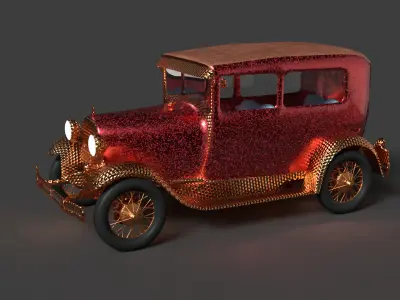 chinese golden vintage car Low-poly 3D model