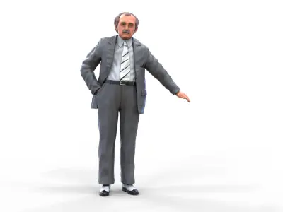 Ferdinand Porsche leaning on the car 3D print model