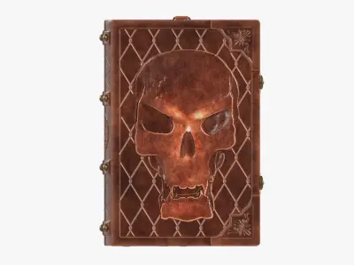 Old book in leather decorated 01 3D model