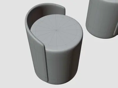 Upholstered Stool 3D model