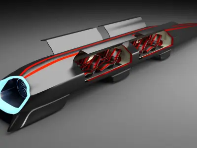 Hyperloop futuristic high speed train 3D model