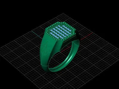 Print Ready STL 3DM  Gents Rings Diamond Men Ring  3D print model 175