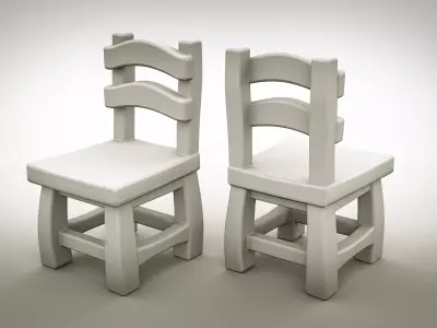 Stylized Wooden Chair 01 Low-poly 3D model