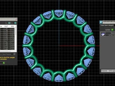 U Shaped Eternity Ring 3 point 6 mm stone size swiss 13 and EU53 3D print model
