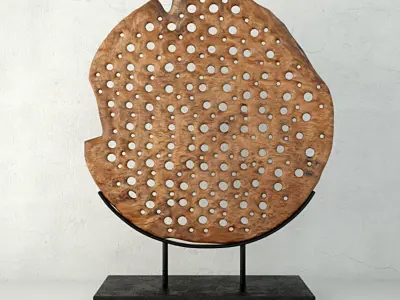 Natura Wooden Carving Deco on Stand 3D model