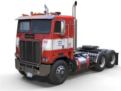 Freightliner Powerliner daycab semitruck Low-poly 3D model