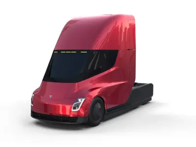 Tesla Truck with Chassis Red 3D model