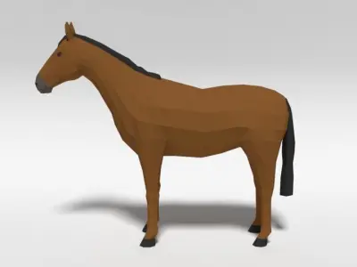 Low Poly Cartoon Horse  Low-poly 3D model