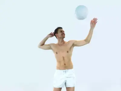 Virtue 04M Beach Serving Sports Man Low-poly 3D model